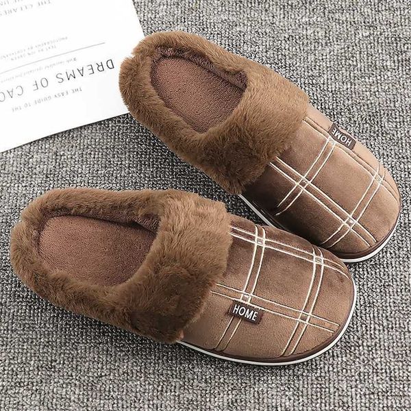 large size 50/51 home slippers men gingham cotton indoor winter warm plush non-slip thick-soled soft slippers male 211020, Black
large size 50/51 home slippers men gingham cotton indoor winter warm plush non-slip thick-soled soft slippers male 211020, Black