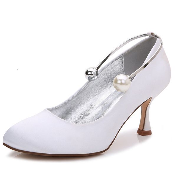sandals high heels satin women wedding shoes round toe heeled prom evening bridal party dress pumps e1vn, Black