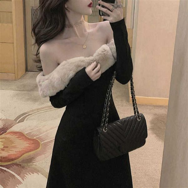 casual dresses elegant vintage women long sleeve fur collar evening party black female korean autumn chic g9h3, Black;gray
casual dresses elegant vintage women long sleeve fur collar evening party black female korean autumn chic g9h3, Black;gray