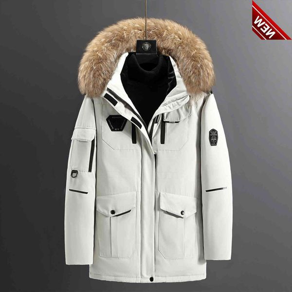 men's down jacket thick warm waterproof coat hooded parka with faux fur collar male winter windproof clothes outwear, Black
men's down jacket thick warm waterproof coat hooded parka with faux fur collar male winter windproof clothes outwear, Black