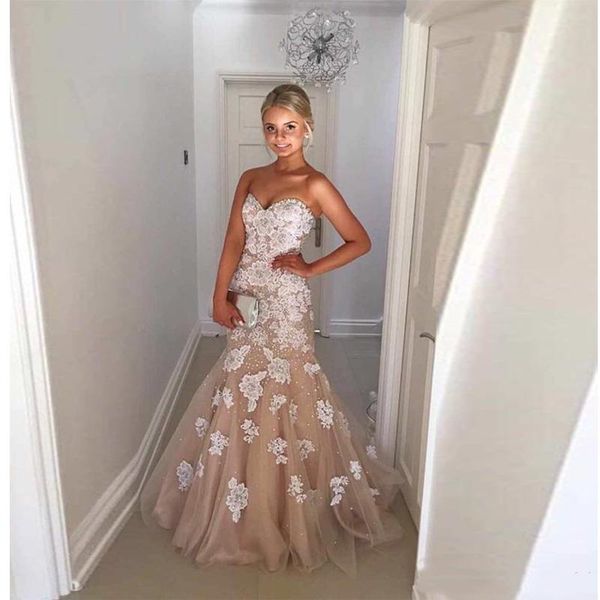 2022 champagne mermaid wedding dresses lace appliques sweetheart long plus size bridal gowns back corset floor length vestidos, White
2022 champagne mermaid wedding dresses lace appliques sweetheart long plus size bridal gowns back corset floor length vestidos, White