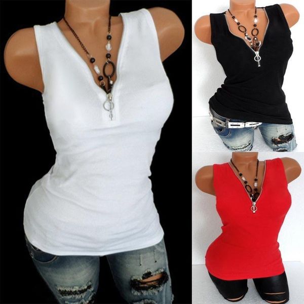 women's tanks & camis women summer t shirts stretch tee solid cotton tank zipper v neck sleeveless shirt plus size 3xl vest, White
women's tanks & camis women summer t shirts stretch tee solid cotton tank zipper v neck sleeveless shirt plus size 3xl vest, White