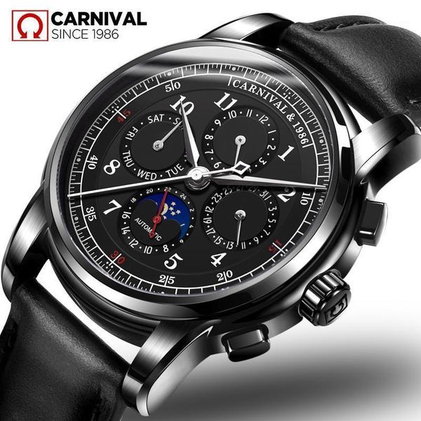 relogio masculino carnival brand men's automatic mechanical watches leather strap watch fashion sports men luxury wristwatch wristwatch, Slivery;brown
relogio masculino carnival brand men's automatic mechanical watches leather strap watch fashion sports men luxury wristwatch wristwatch, Slivery;brown