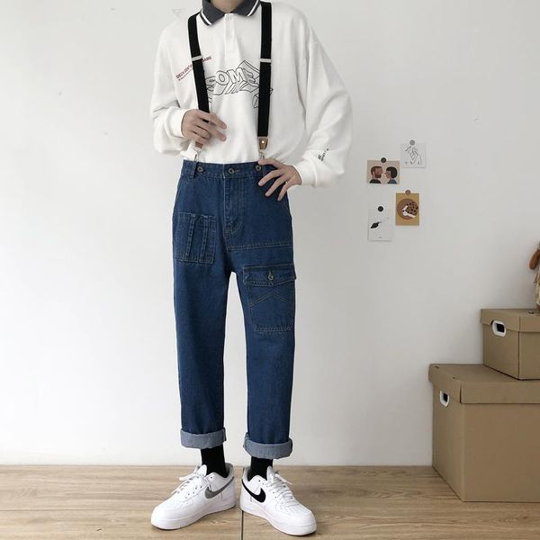 men's jeans fashion men pants overalls jumpsuits hi street distressed denim bib for man suspender size s-xxl, Blue
men's jeans fashion men pants overalls jumpsuits hi street distressed denim bib for man suspender size s-xxl, Blue