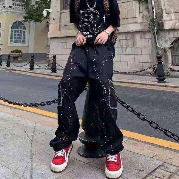 men's pants hand-painted streetwear pockets load men's elastic waistbands in straight black casual overalls baggy vibe couple pant
men's pants hand-painted streetwear pockets load men's elastic waistbands in straight black casual overalls baggy vibe couple pant
