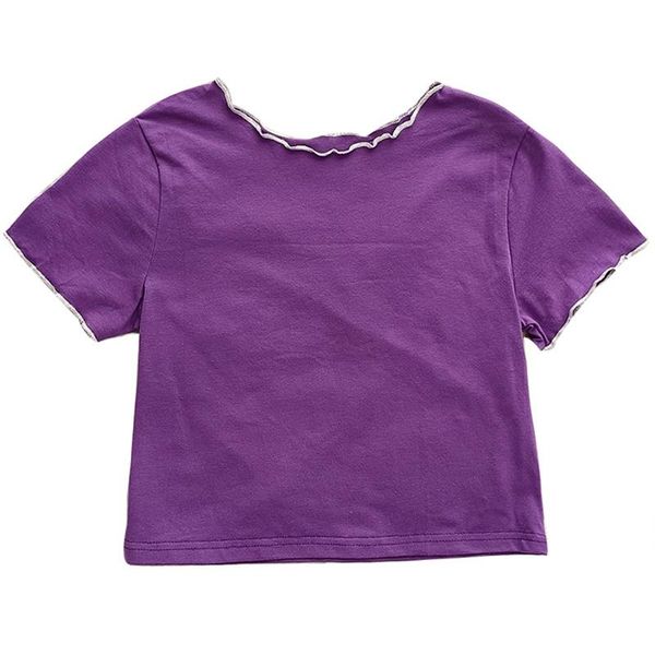 women's t-shirt summer color matching side o-neck slim fit short all-match short-sleeved, White
women's t-shirt summer color matching side o-neck slim fit short all-match short-sleeved, White