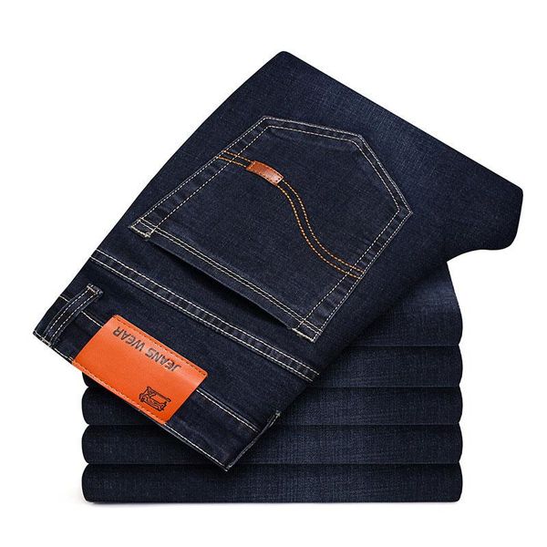 men's jeans 2021 men stretch male classic elasticity business fashion comfortable solid slim straight long denim pants, Blue
men's jeans 2021 men stretch male classic elasticity business fashion comfortable solid slim straight long denim pants, Blue