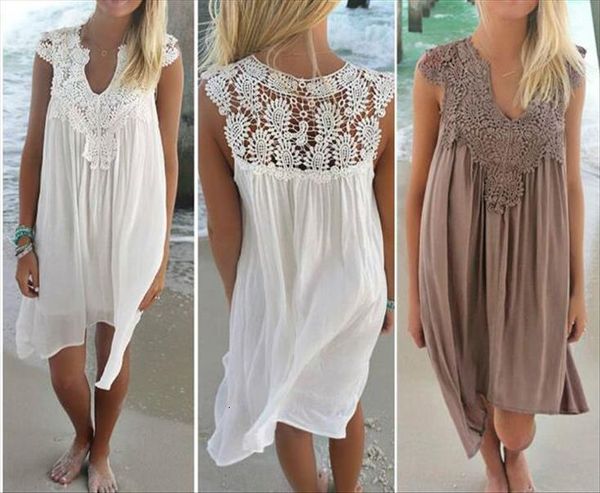 summer street lace stitching chiffon women dress loose solid color v neck beach style mini fashion elegant ladies clothing, Black;gray
summer street lace stitching chiffon women dress loose solid color v neck beach style mini fashion elegant ladies clothing, Black;gray