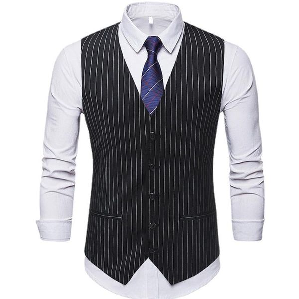 men's vests striped mens waistcoat formal business work causal slim vest for men retro gentlemen groomsman suit solid wedding gilet, Black;white
men's vests striped mens waistcoat formal business work causal slim vest for men retro gentlemen groomsman suit solid wedding gilet, Black;white