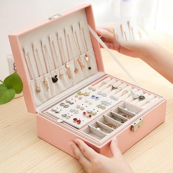 jewelry pouches, bags double-layer jewellery organizer lockable box storage earrings bracelet carrying cases, Pink;blue
jewelry pouches, bags double-layer jewellery organizer lockable box storage earrings bracelet carrying cases, Pink;blue