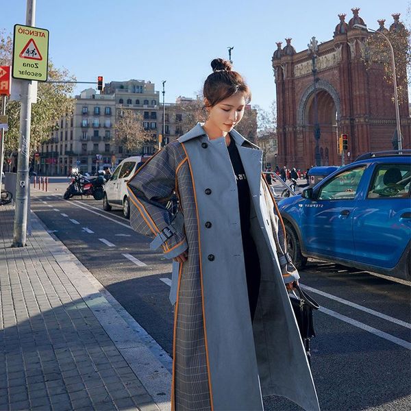 women's trench coats double sided wear fashion women coat 2021 autumn winter korean style plaid loose female windbreaker with belt, Tan;black
women's trench coats double sided wear fashion women coat 2021 autumn winter korean style plaid loose female windbreaker with belt, Tan;black