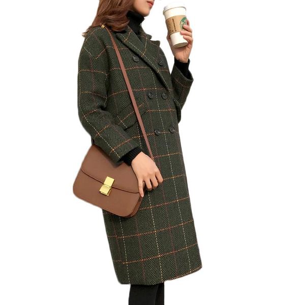 women's wool & blends 2021 women clothing large size woolen coat female long jacket double breasted plaid outerwear, Black
women's wool & blends 2021 women clothing large size woolen coat female long jacket double breasted plaid outerwear, Black