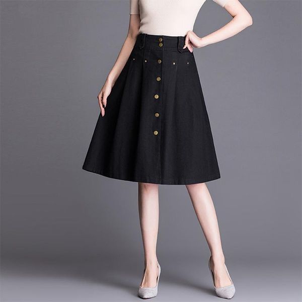 skirts sheran 2021 summer denim skirt women a-line black jean knee length female high waist button umbrella jupe femme
skirts sheran 2021 summer denim skirt women a-line black jean knee length female high waist button umbrella jupe femme