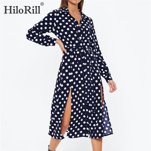 polka dot shirt dress women summer maxi button long sleeve casual split bandage party vestidos 210508, Black;gray
polka dot shirt dress women summer maxi button long sleeve casual split bandage party vestidos 210508, Black;gray