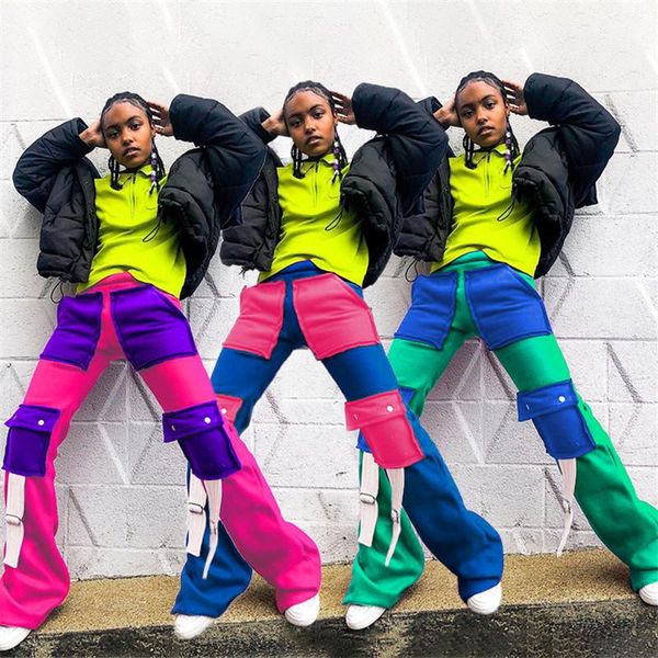 women's pants & capris style women patchwork stylish color block stitching trousers streetwear casual cargo with pocket, Black;white
women's pants & capris style women patchwork stylish color block stitching trousers streetwear casual cargo with pocket, Black;white