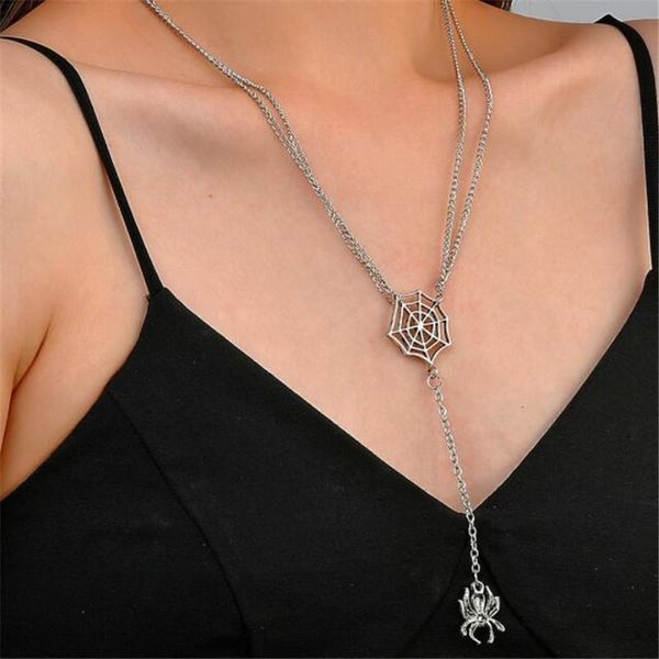 pendant necklaces unique design spider web and animal necklace exaggerated long tassel silver color punk trend halloween jewelry
pendant necklaces unique design spider web and animal necklace exaggerated long tassel silver color punk trend halloween jewelry