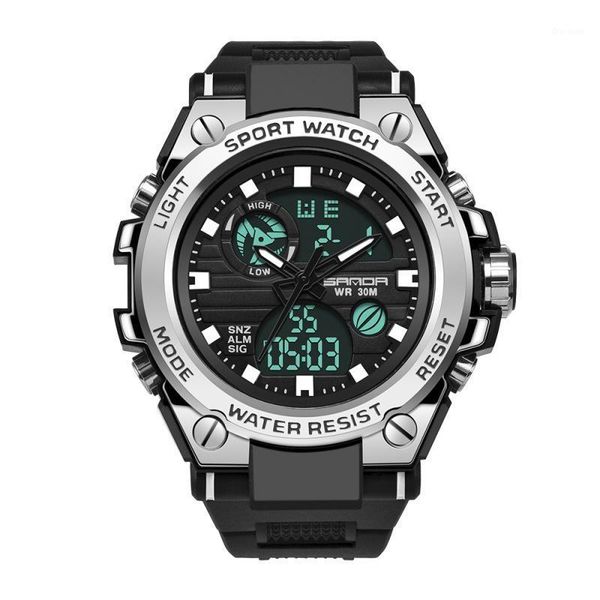 trend tough man style multi function double display waterproof luminous outdoor sports electronic watch wristwatches, Slivery;brown
trend tough man style multi function double display waterproof luminous outdoor sports electronic watch wristwatches, Slivery;brown