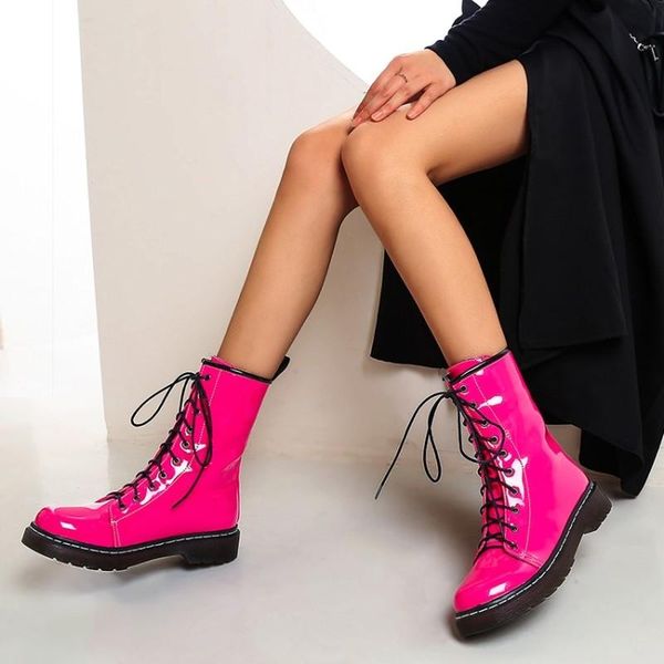 boots women patent leather ankle casual lace-up motorcycle shoes warm rose red autumn winter heels, Black
boots women patent leather ankle casual lace-up motorcycle shoes warm rose red autumn winter heels, Black