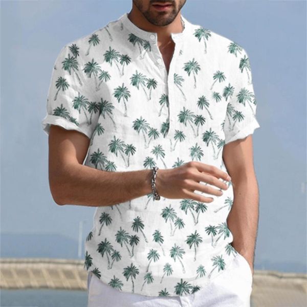 men's casual shirts button up for men printed short sleeve blusa masculina stand pullover loose shirt camisas de hombre, White;black
men's casual shirts button up for men printed short sleeve blusa masculina stand pullover loose shirt camisas de hombre, White;black