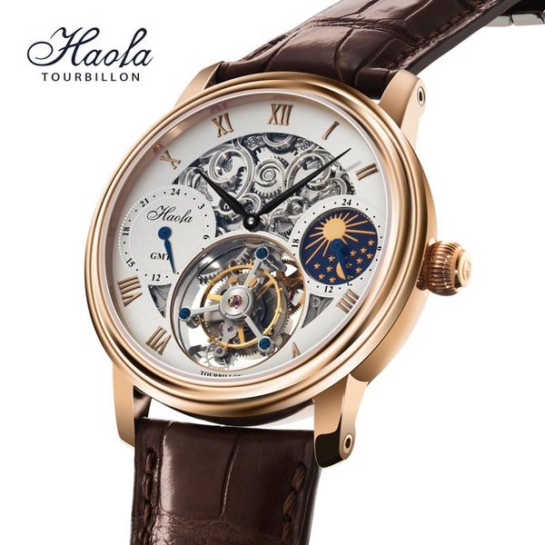 wristwatches haofa men's luxury tourbillon mechanical mens watches sapphire skeleton movement manual gmt watch for men moonphase, Slivery;brown
wristwatches haofa men's luxury tourbillon mechanical mens watches sapphire skeleton movement manual gmt watch for men moonphase, Slivery;brown