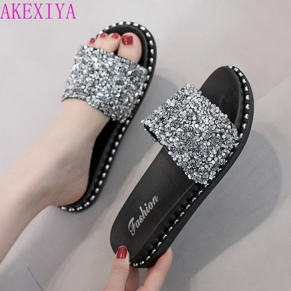 slippers akexiya women summer fashion sequins casual sandals wear flat bottom flip shoes flops sparkle, Black
slippers akexiya women summer fashion sequins casual sandals wear flat bottom flip shoes flops sparkle, Black