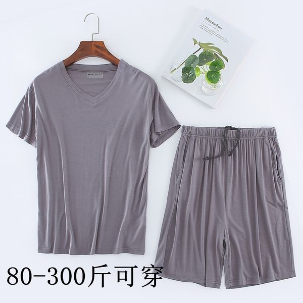 men's modal t-shirt set short sleeve shorts home wear casual sportswear plus oversized pajamas, Gray
men's modal t-shirt set short sleeve shorts home wear casual sportswear plus oversized pajamas, Gray