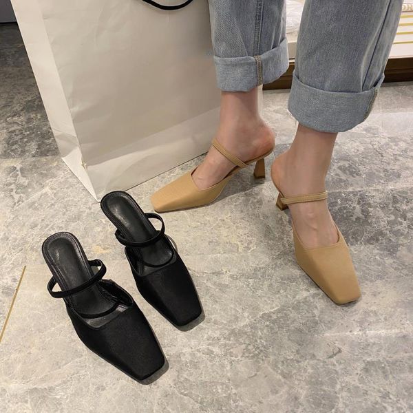 spring 2021 women slippers fashion square toe mules slippers sandals shoes for woman thin high heels female slippers shoes, Black
spring 2021 women slippers fashion square toe mules slippers sandals shoes for woman thin high heels female slippers shoes, Black