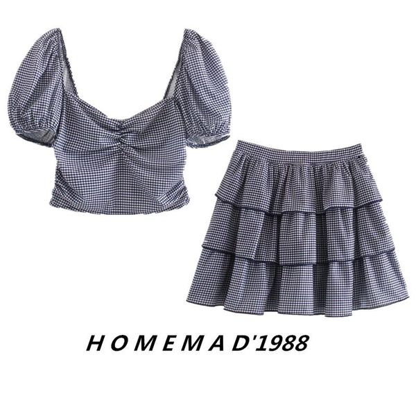 two piece dress suit female 2021 summer retro check shirt high waist skirt two-piece temperament wild fashion elegant women's clothes, White
two piece dress suit female 2021 summer retro check shirt high waist skirt two-piece temperament wild fashion elegant women's clothes, White