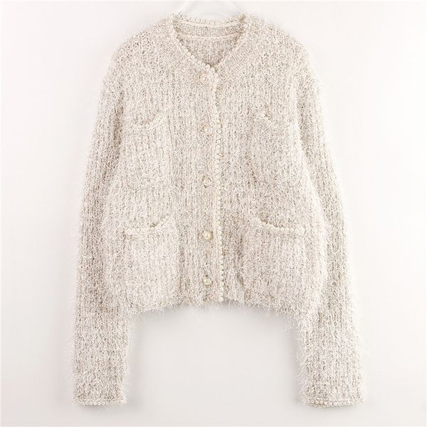 knits women oversized cropped autumn winter tassel pearls beaded o-neck single breasted knit cardigan, White
knits women oversized cropped autumn winter tassel pearls beaded o-neck single breasted knit cardigan, White