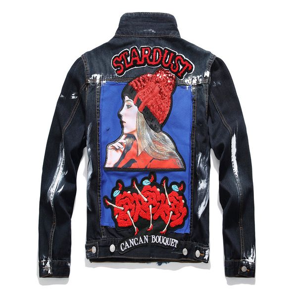 men's jackets sequin badge painted blue black denim luxury heavy wormanship stage coat graffiti biker patchwork men jeans vrh5, Black;brown
men's jackets sequin badge painted blue black denim luxury heavy wormanship stage coat graffiti biker patchwork men jeans vrh5, Black;brown