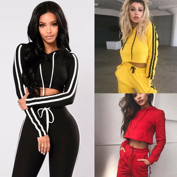 women's tracksuits women sport hoodies sweatshirt crop pants leggings set 2pcs tracksuit sweat suit striped ladies fashion yellow, Gray
women's tracksuits women sport hoodies sweatshirt crop pants leggings set 2pcs tracksuit sweat suit striped ladies fashion yellow, Gray