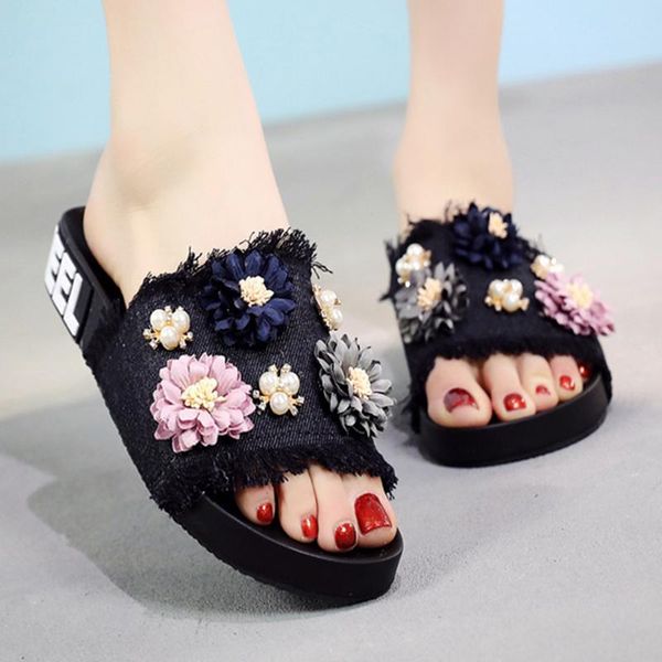 slippers 2021 summer shoes woman flower denim women female flip flops ladies flat platform fashion sandalias mujer b200, Black
slippers 2021 summer shoes woman flower denim women female flip flops ladies flat platform fashion sandalias mujer b200, Black