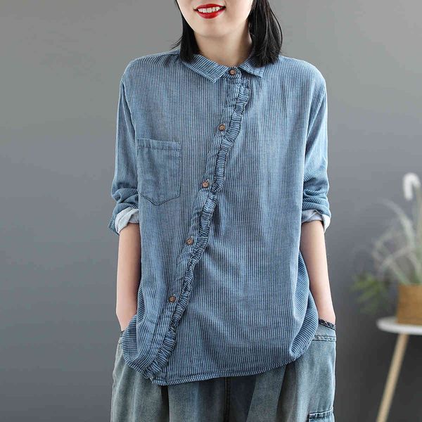 women's blouses & shirts lamtrip side buttons ruffles patchwork striped cotton yarn long sleeve shirt blouse l1uh, White
women's blouses & shirts lamtrip side buttons ruffles patchwork striped cotton yarn long sleeve shirt blouse l1uh, White