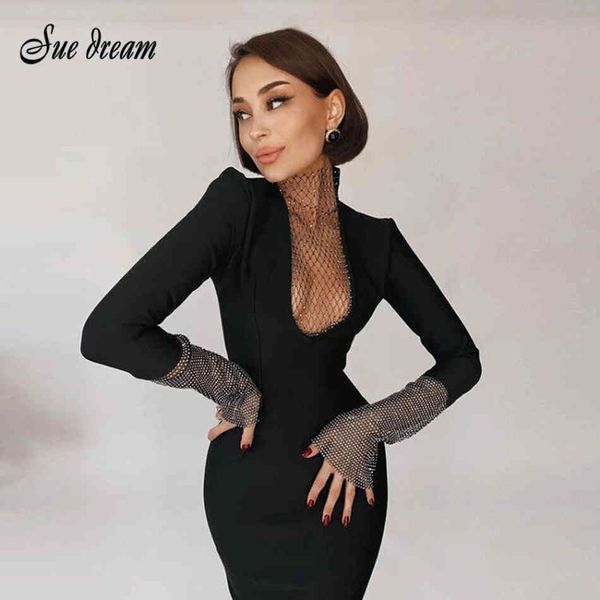 women's knee long bandage dress hollow fishnet sleeve celebrity runway evening party vestido 210519, Black;gray
women's knee long bandage dress hollow fishnet sleeve celebrity runway evening party vestido 210519, Black;gray