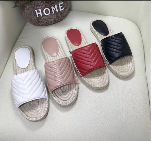 women leather espadrille sandal slides luxury designer sandals real leather cord platform slippers outdoor beach slides with box, Black
women leather espadrille sandal slides luxury designer sandals real leather cord platform slippers outdoor beach slides with box, Black