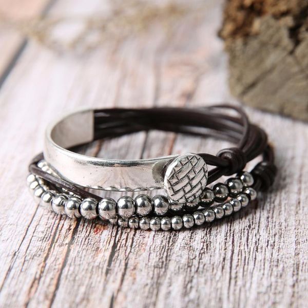 charm bracelets louleur bohemian vintage stainless steel beaded chain leather handmade multilayer wrap men couple bangles jewelry, Golden;silver
charm bracelets louleur bohemian vintage stainless steel beaded chain leather handmade multilayer wrap men couple bangles jewelry, Golden;silver