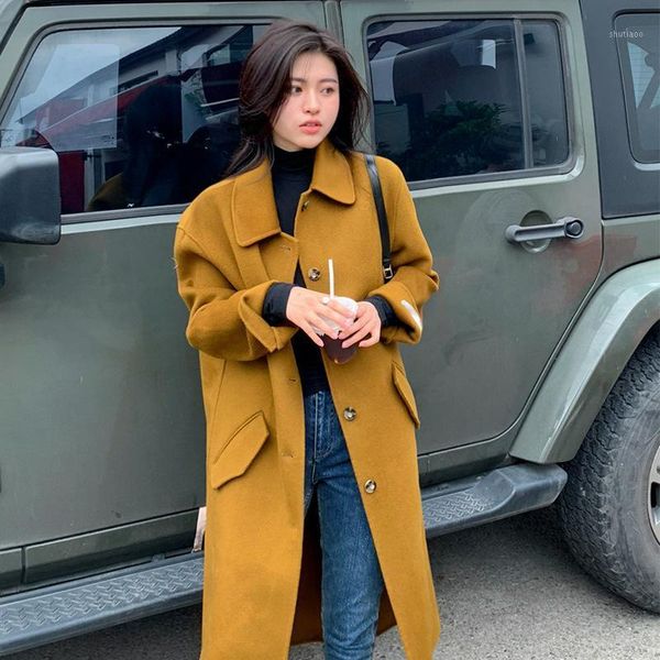 women's wool & blends british style lapel retro hepburn double-sided cashmere blend coat mid-length loose over knee outerwear winter, Black
women's wool & blends british style lapel retro hepburn double-sided cashmere blend coat mid-length loose over knee outerwear winter, Black
