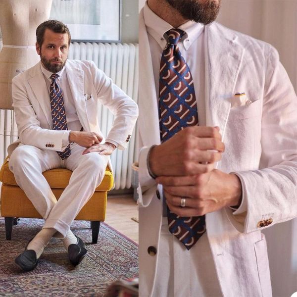 men's suits & blazers handsome linen suit tuxedos slim fit two pieces wedding beach prom party business outfit (jacket+pants), White;black
men's suits & blazers handsome linen suit tuxedos slim fit two pieces wedding beach prom party business outfit (jacket+pants), White;black
