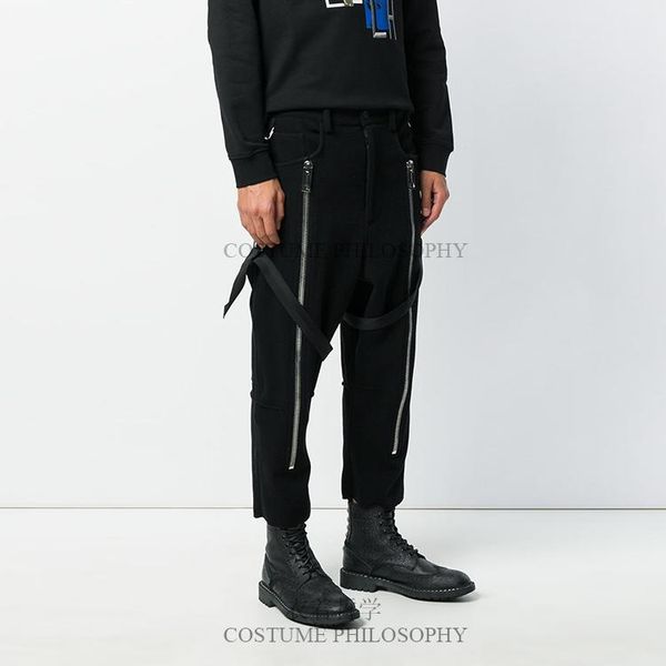 men's clothing singer performing personality catwalk style bundling casual pants plus size costumes, Black
men's clothing singer performing personality catwalk style bundling casual pants plus size costumes, Black