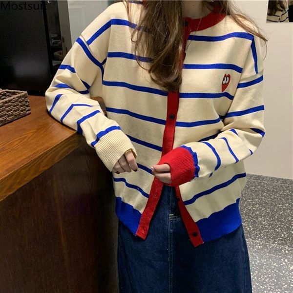spring autumn women striped knit cardigan korean fashion sweater long sleeve single breasted pullover ladies 210514, White;black
spring autumn women striped knit cardigan korean fashion sweater long sleeve single breasted pullover ladies 210514, White;black