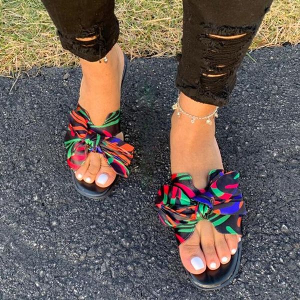 flat print bow sandals 9235 slippers, Black
flat print bow sandals 9235 slippers, Black