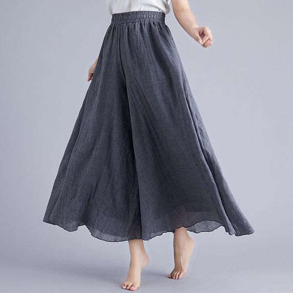 women's pants & capris gray cotton linen wide leg female summer solid color elastic waist nine points retro loose casual skirt r427, Black;white
women's pants & capris gray cotton linen wide leg female summer solid color elastic waist nine points retro loose casual skirt r427, Black;white