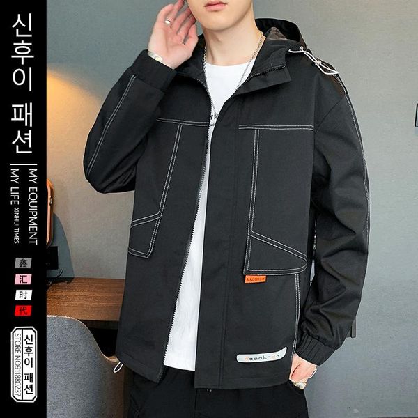 men's jackets tooling spring 2021 autumn korean fashion coats male solid color hooded men jacket hoodies clothes, Black;brown
men's jackets tooling spring 2021 autumn korean fashion coats male solid color hooded men jacket hoodies clothes, Black;brown