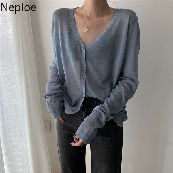neploe cardigan women see through thin knitted coat korean fashion sun protection loose solid color sweater jacket femme 210422, White
neploe cardigan women see through thin knitted coat korean fashion sun protection loose solid color sweater jacket femme 210422, White