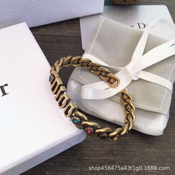 d / di family new letter women's color diamond open bracelet temperament fashion net red brass material, Black
d / di family new letter women's color diamond open bracelet temperament fashion net red brass material, Black