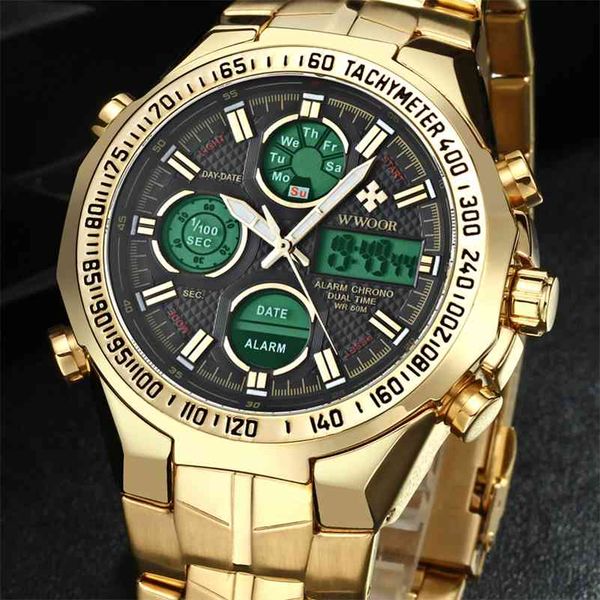 wwoor relogio masculino digital led gold watch men brand luxury golden stainless steel waterproof wrist watches for men 210527, Slivery;brown
wwoor relogio masculino digital led gold watch men brand luxury golden stainless steel waterproof wrist watches for men 210527, Slivery;brown