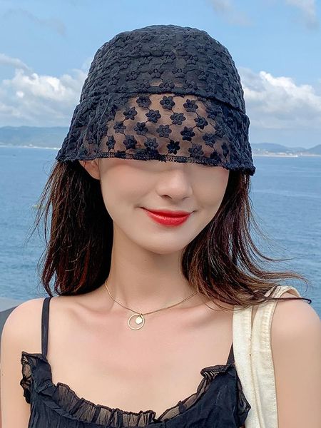 fashion lace black bucket hat summer sun hats for women hollow flower fishermen casual lady wide brim, Blue;gray
fashion lace black bucket hat summer sun hats for women hollow flower fishermen casual lady wide brim, Blue;gray