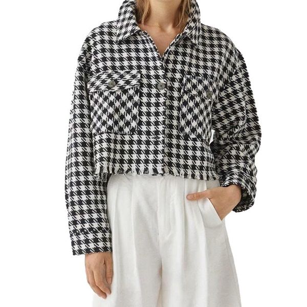 saimishi women 2021 fashion single breasted short black plaid jacket pocket accessories retro long sleeve blouse streetwear women's jac, Black;brown
saimishi women 2021 fashion single breasted short black plaid jacket pocket accessories retro long sleeve blouse streetwear women's jac, Black;brown