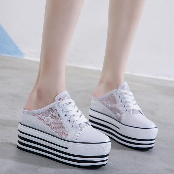 slippers 9cm summer women mesh lace casual shoes flat platform wedge height increasing hollow hole breathable sneakers, Black
slippers 9cm summer women mesh lace casual shoes flat platform wedge height increasing hollow hole breathable sneakers, Black