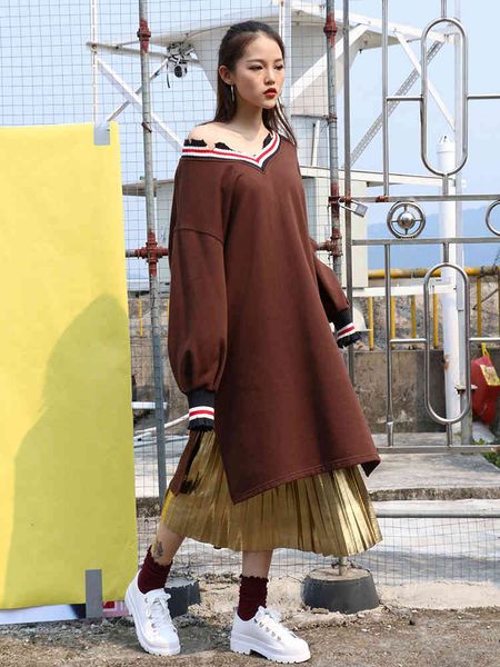 hoodie female dressed harajuku loosed in v mid-sweatshirts oversized size lady outwear streetwear, Black